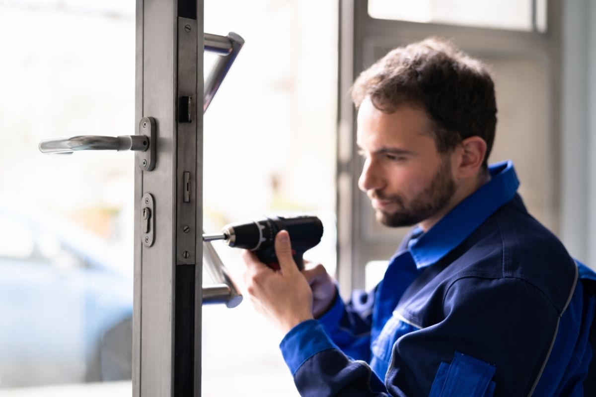 Professional locksmith providing commercial lock services