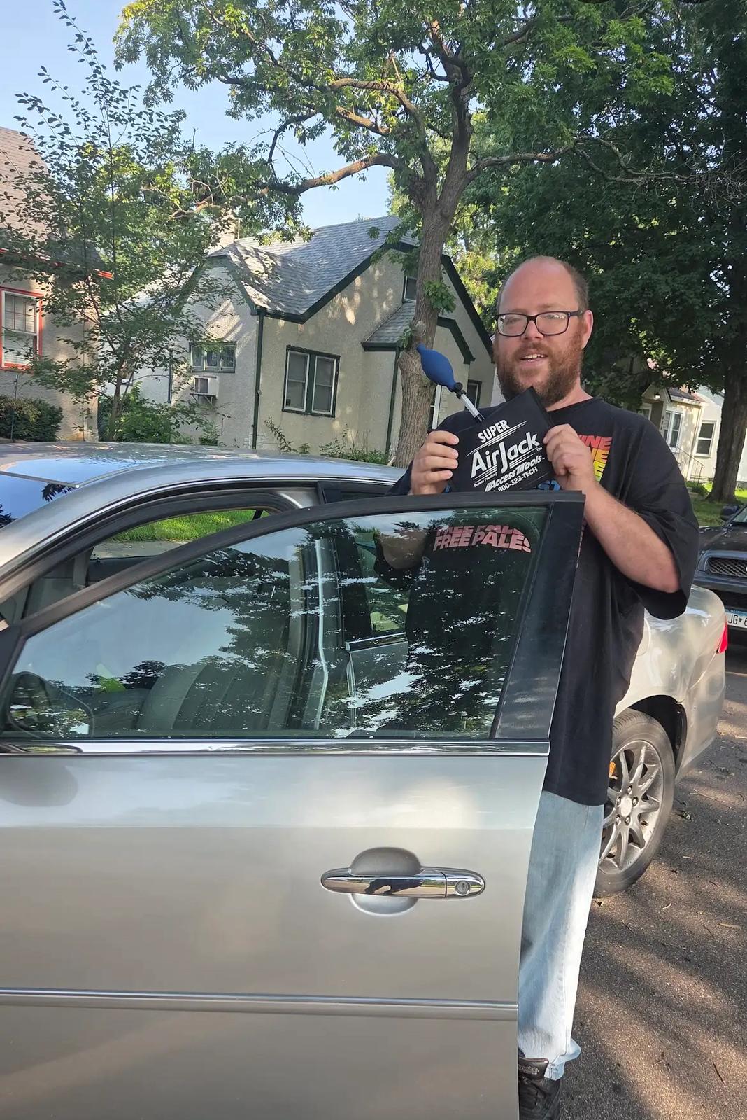 man happy with locksmith service