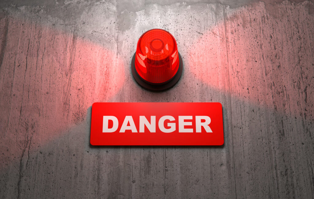 Danger red siren warning sign