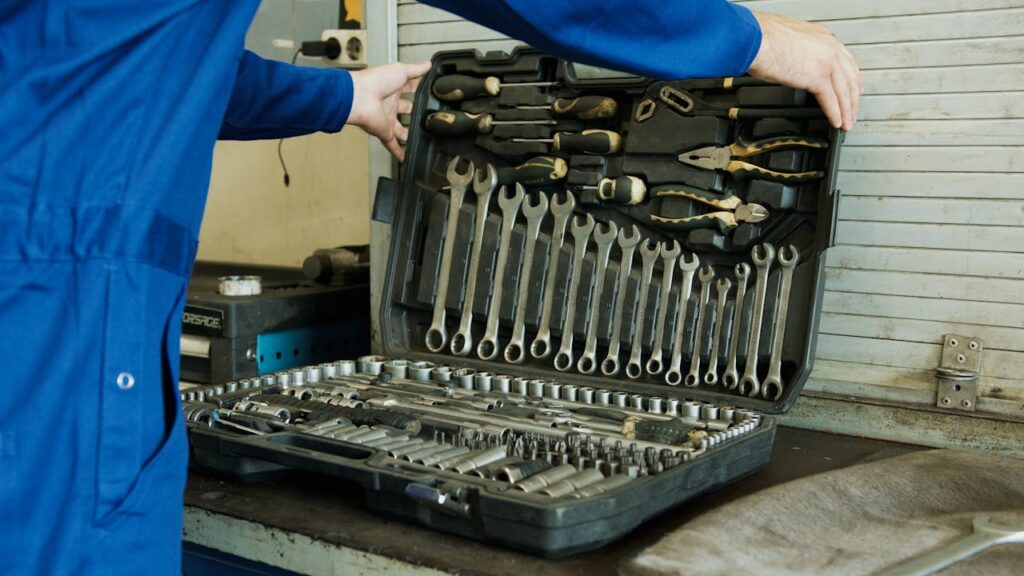 Locksmith opening his toolbox