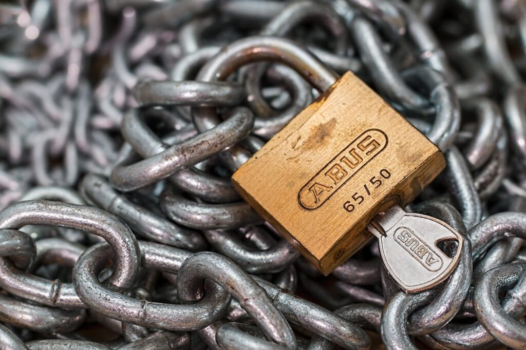 A broken key stuck inside a lock