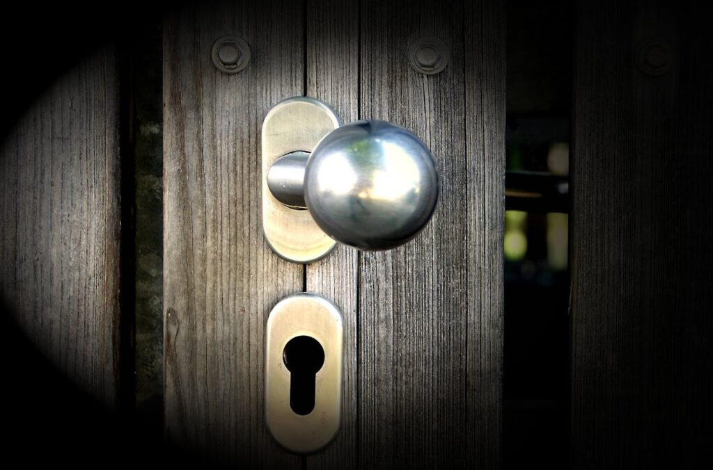 lose-up shot of a safe and secure doorknob