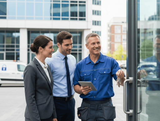 Commercial locksmith showing keys