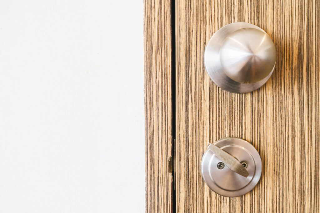 wooden door with knob locks