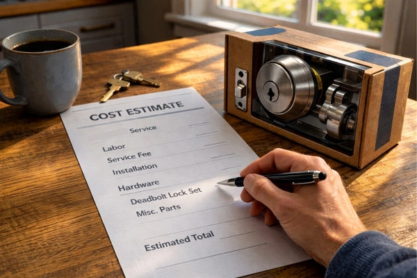 Door lock replacement cost estimate sheet.